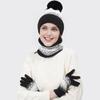 3Pcs/Set Winter Hat Scarf Gloves Set Plush Ball Decor Hat Thickened Plush Lining Neck Gaiter Touch Screen Gloves Set