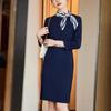 Elegant Seven-Sleeve Professional Work Dress