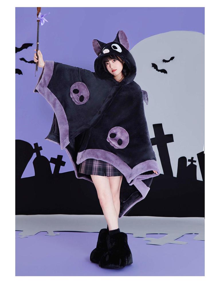 Luna's Little Bat Hooded Coral Fleece Blanket & Sleep Robe