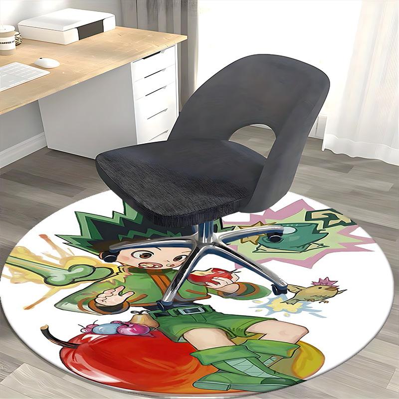 1pc Anime Cartoon Design Round Carpet - Office Chair Mat, Non-Slip Rug for Home Decor, Living Room, Bedroom, Game Room & Dormitory Flooring Gift Idea.