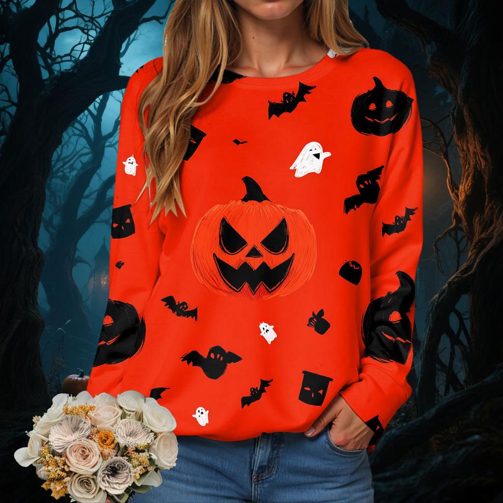 Women Autumn Casual Soft Hoodie Crewneck Sweatshirt Halloween Season Sweatshirts Hot Sales Fashion Sports Jogging Clothes