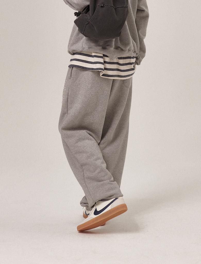 FLATWAVE IN SEOUL Soul Patchwork Sweatpants Gray Melange