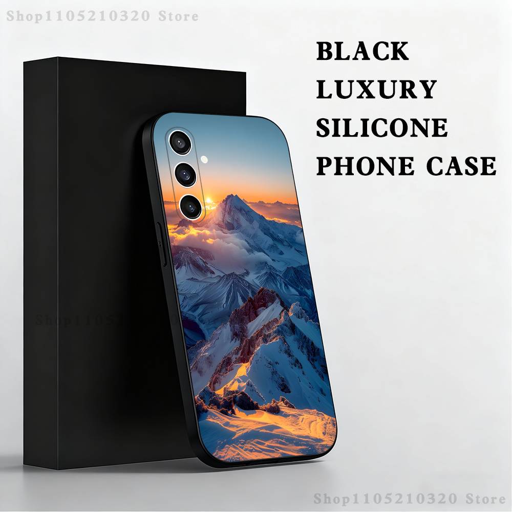 

Snow Mountain Scenery Design Phone Case For Samsung S 25,24,23,22,30,21,10,9,Ultra,Plus,Lite,FE,4,5 G Black Soft Case SamsungS23plus 5G