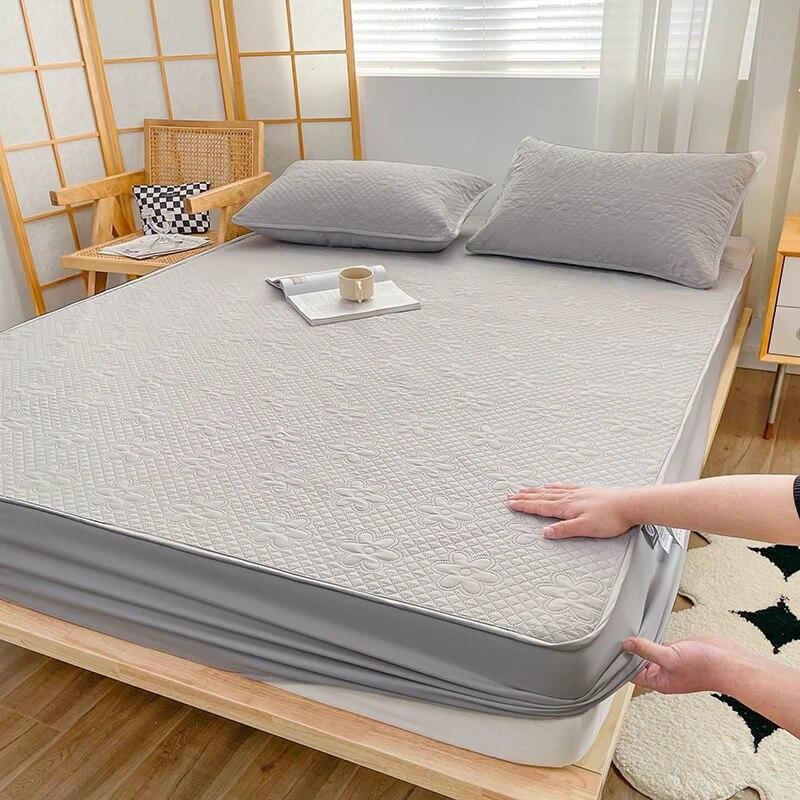 Raw Cotton Waterproof Quilted Fitted Sheet160x200,Single-Piece Mattress Protector Cover,Class A Maternal Child Grade
