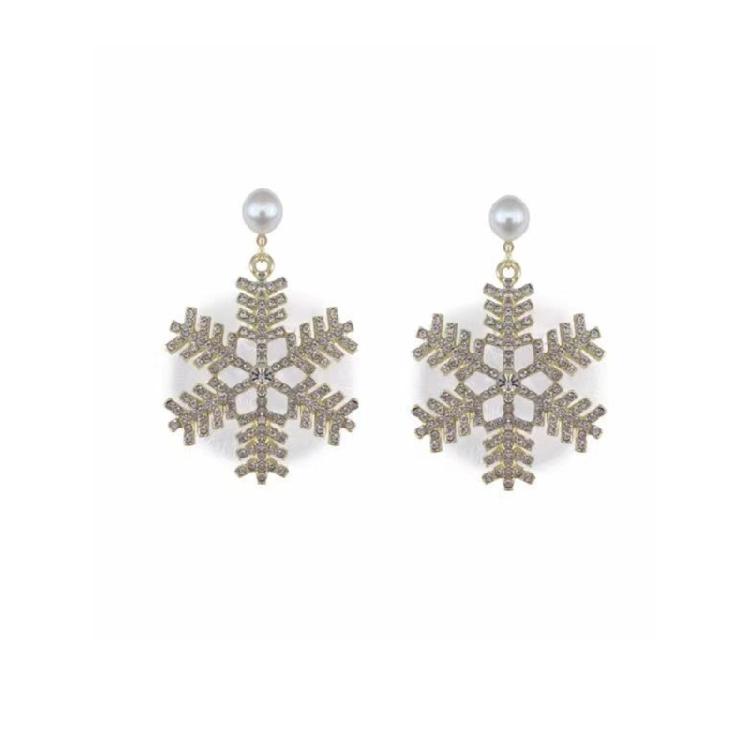 

Versatile Plush Snowflake Ear Studs Pearls Accented Geometric Alloy Earrings Suitable for Casual and Formal Wear 1