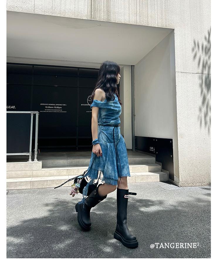 

Красные сапоги~ Naza такие же высокие резиновые сапоги женские сапоги интернет-знаменитость уличные нескользящие водонепроницаемые сапоги до колена модные сапоги 39 чёрный