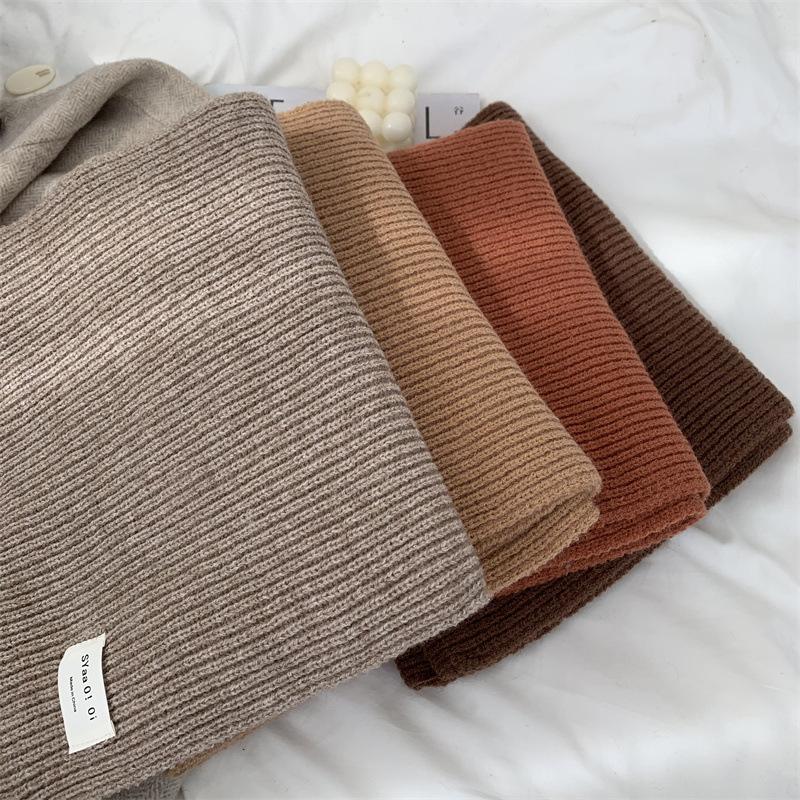 New Classic Retro Knitted Scarf Men Women Couple Korean Ins Thickened Soft Warm Solid Couple Scarves Thermal Muffler Male Female