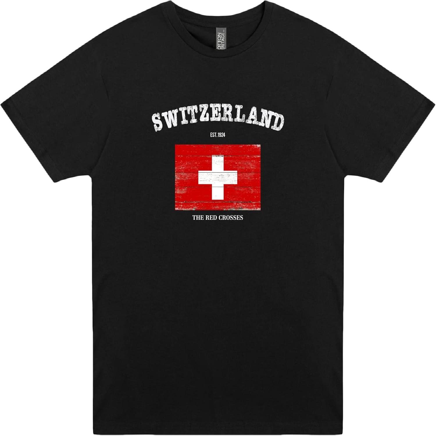 Switzerland Red Crosses A-Team Swiss Football Soccer Team World Cup Fan Supporter National Country Flag T-Shirt S