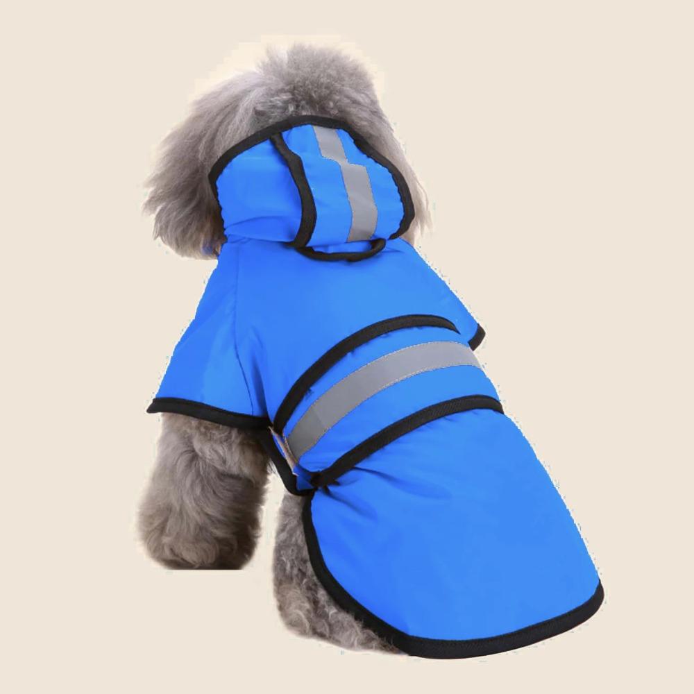 Hooded Dog Rain Jacket With Strip Reflective Dog Coats Dog Clothes Dog Raincoat  Walking The Dog