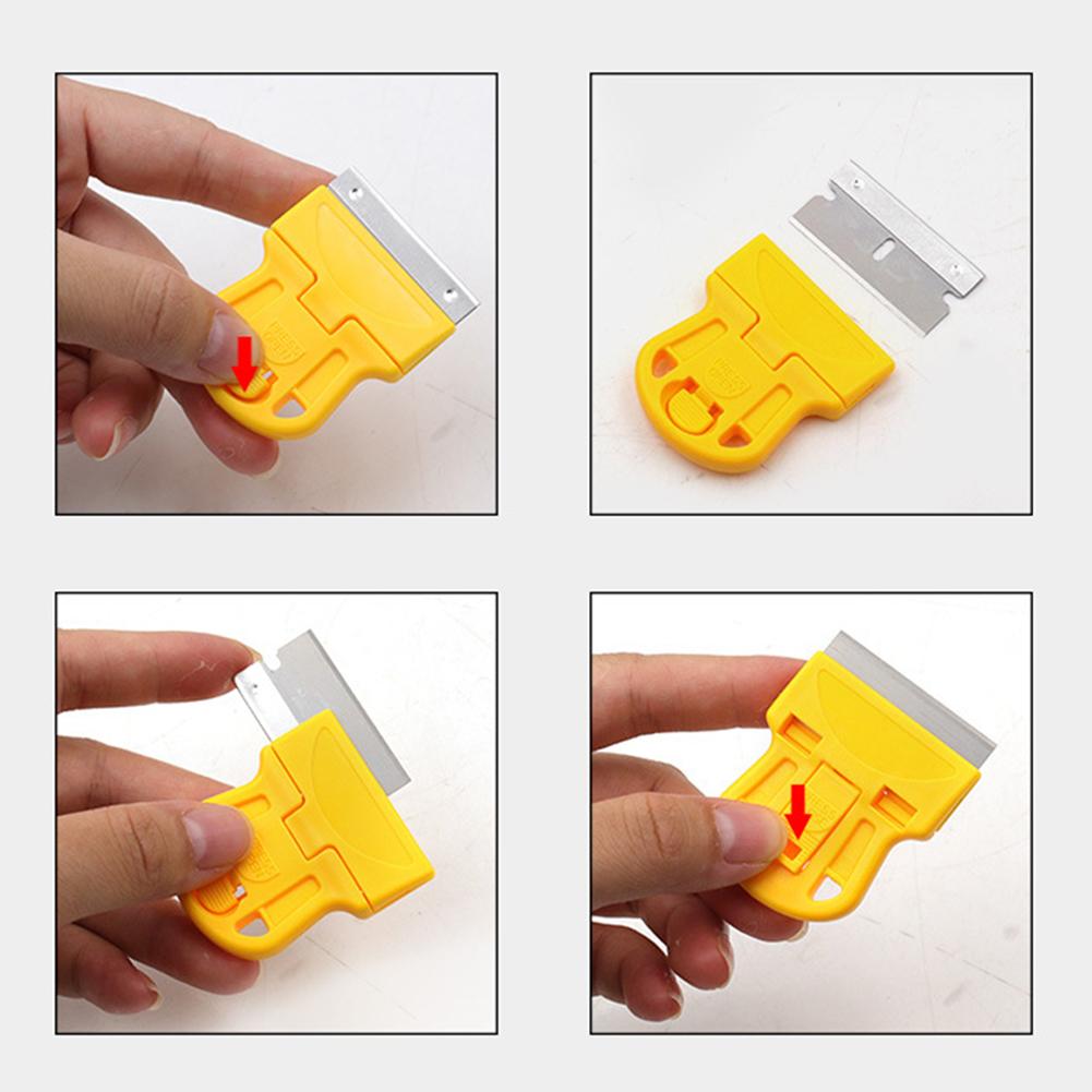 1/3pcs Compact Mini Razor Blade Scraper with Ergonomic Plastic Handle and Retractable Metal Blade - Ideal for Paint and Sticker Removal