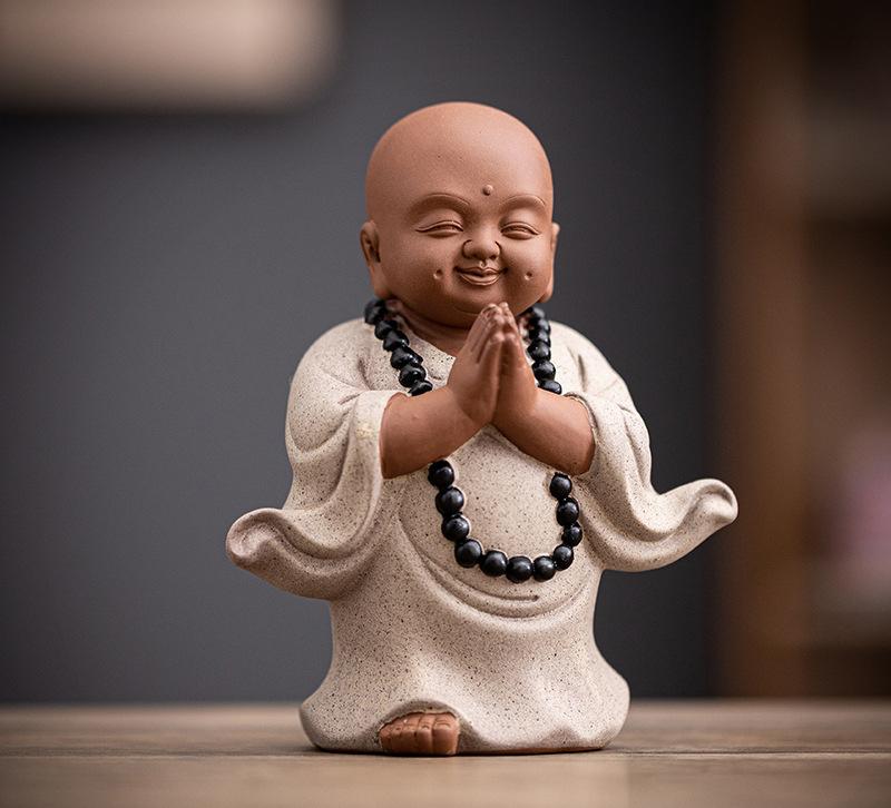 Ceramics Meditation Little Monk Statue- Chinese Characteristic Decorative Home, Room, Office Decoration Buddhist Gift