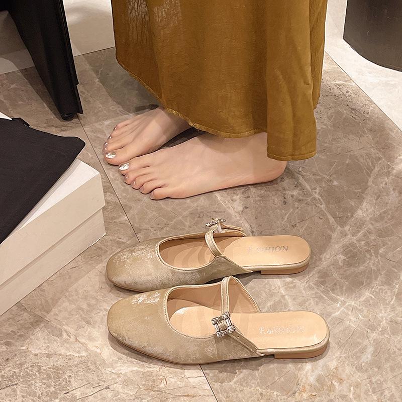 

Темпераментная сумка на голову полушлепанцы женская летняя обувь 2025 новая Сяосянфэн фея мягкая подошва ленивые мюли одинарная обувь 35 is one size smaller абрикосовый