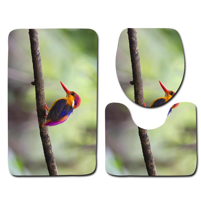 Kingfisher Floor Mat Bathroom Mat Toilet Three-Piece Set