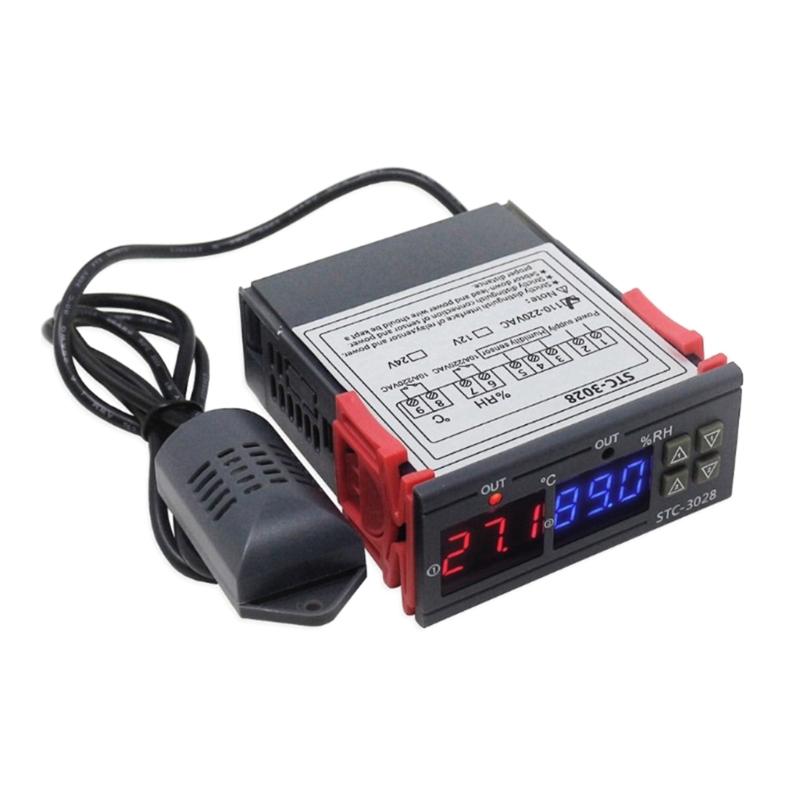 Çift LCD Termostat Sıcaklık Nem Kontrolü STC-3028 Termometre Higrometre Kuluçka Makinesi Kontrol Cihazı 12V/24V/110V-220V