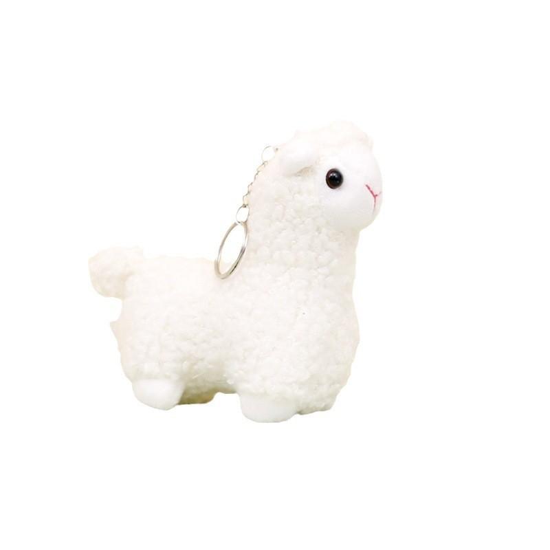 Sweet Cartoon Llama Keychain Soft Plush Toy With Pp Cotton Filling 12cm