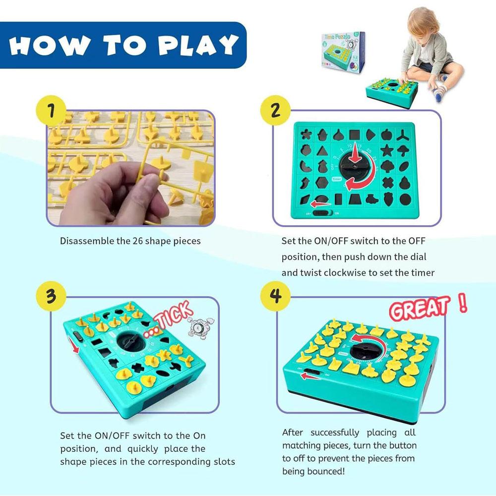 Time Game Pop Up Board Game Shape Matching Puzzles For Kids, Early Educational Toys Teaches Shape Recognition Reasoning Toys