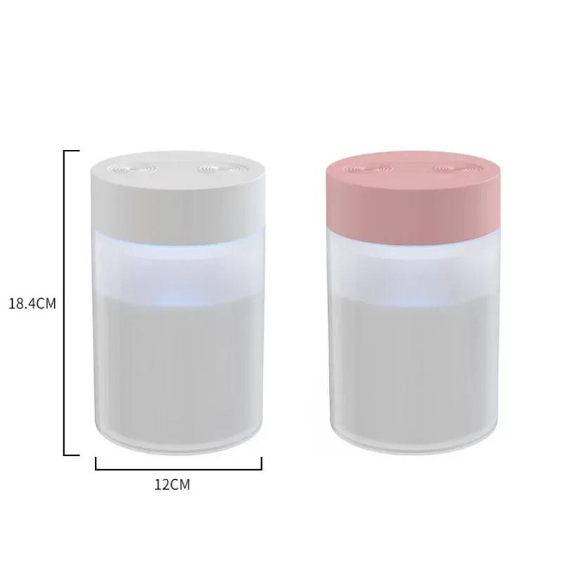 Umidificator cu pulverizare dublă de 1600 ml, alimentat prin USB, pentru acasă, dormitor silențios, lumină de noapte, umidificator de aer de mare capacitate, atomizoare