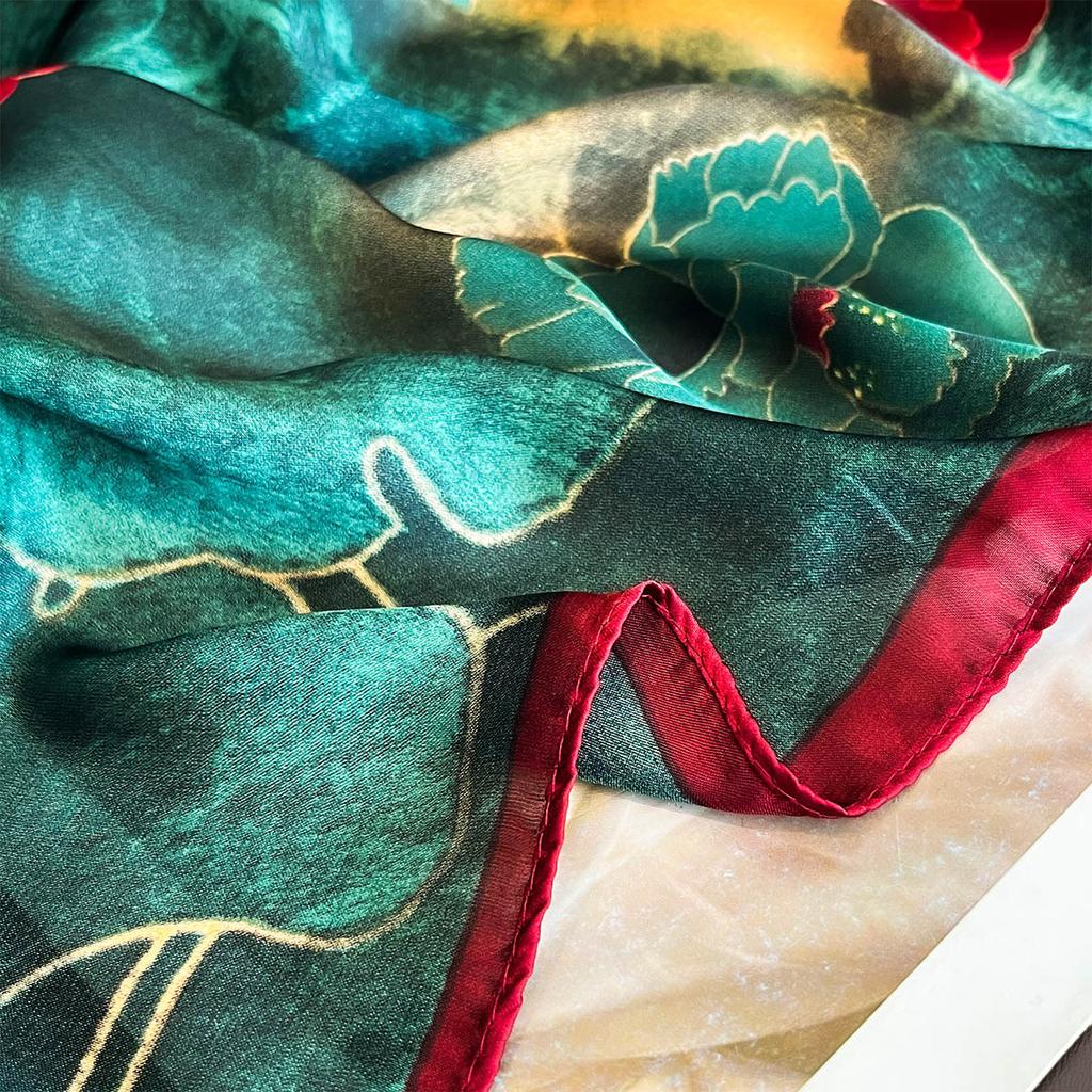 Square Scarf Women‘S Imitation Silk Bandanna Print Shawl Headband Fashion Hair Shawl SpringSummer Luxury Neckerchief Hijab