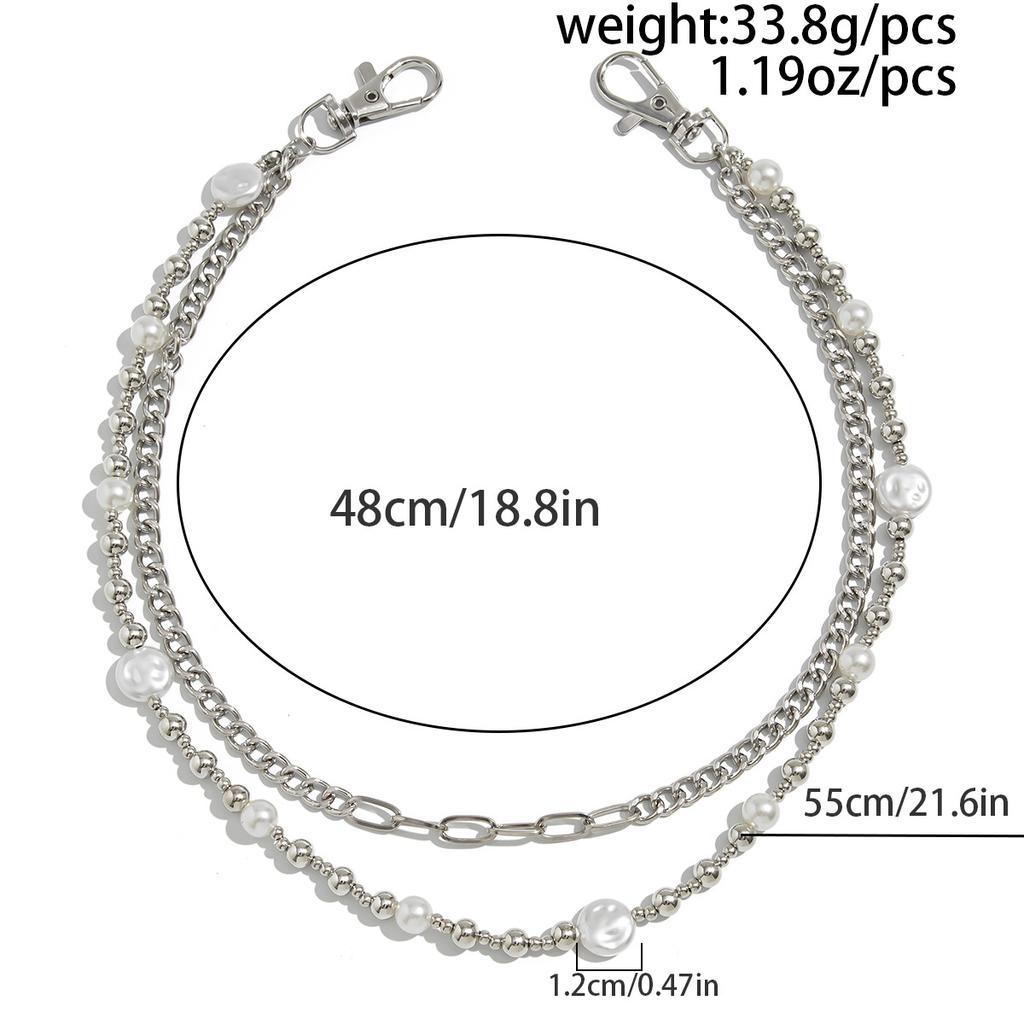 Hip-Hop Imitation Pearl Beaded Trouser Chain, Fashionable Niche Chain Splicing Jeans Waist Chain Hanging Chain