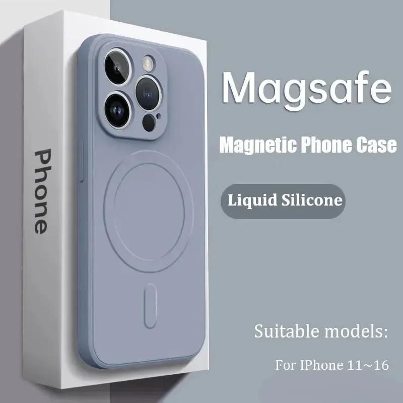 Tekutý silikonový kryt Pro iPhone 16 17 15 14 13 12 11 Pro Max Plus Mini Air Pro Magsafe Magnetické bezdrátové nabíjení Měkký kryt funda