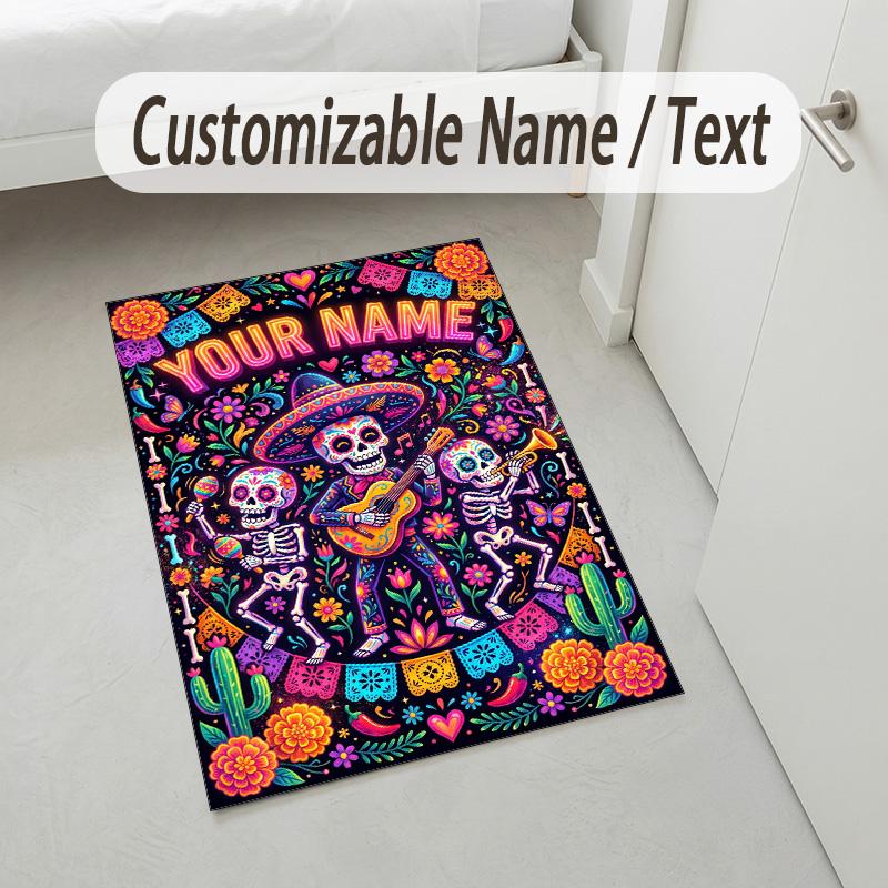 Celebration Party Theme Crystal Velvet Rug Personalized Custom Name Text Soft Floor Mat Home Decor