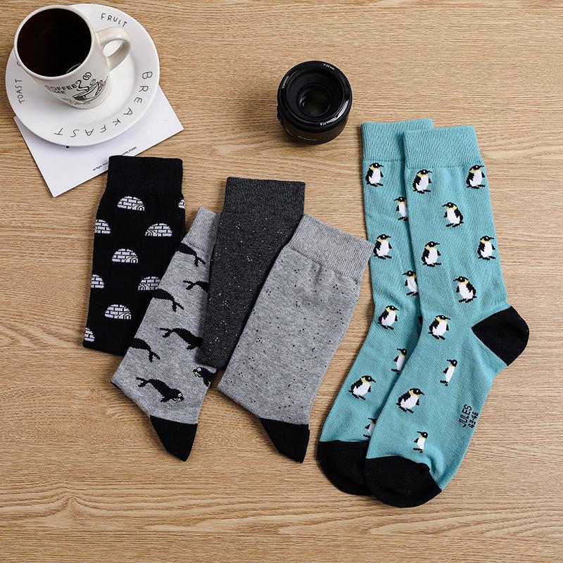 10 Pairs Men's Socks Cotton Business New Fashion Funny Sock With Print Animals Cartoon Middle Sock Male Casual Dresses Clothing