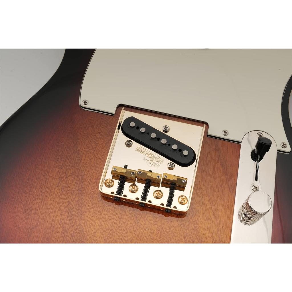 Wilkinson WTB Telecaster Bridge with String Length Brass Gold TL-Type Compensation, 3-Way Saddles,