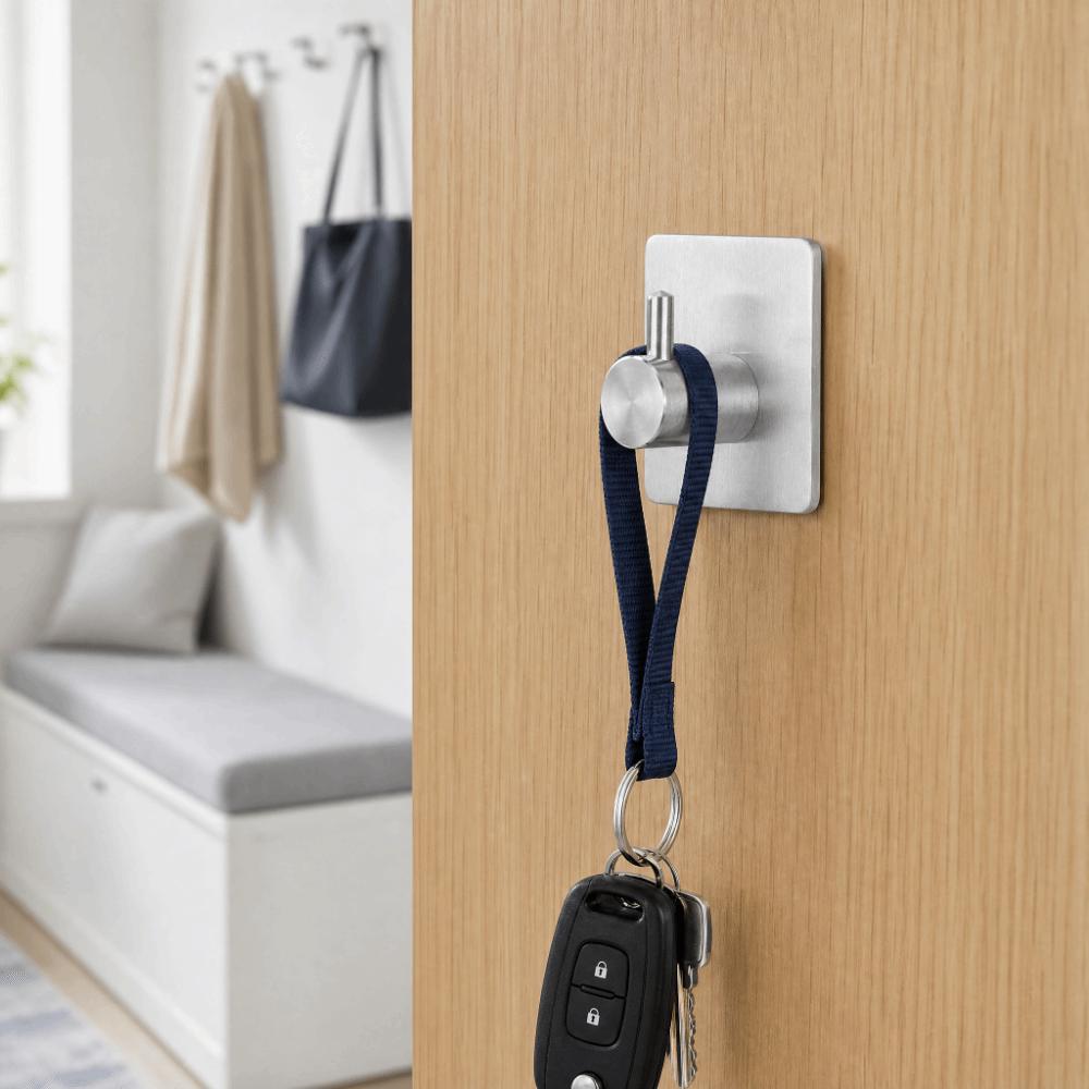 2 PCS Silver Coat Hook Stainless Steel Towel Hook Practical Adhesive Hook  Space Saving