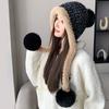 Outdoor Casual Big Hairball Hat Winter Velvet Cold-proof Warm Knitted Hat Fashion Wool Hat Women