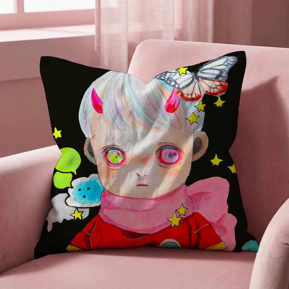 H-Hikari Shimoda IllustrationS Cushion Cover Multi-Scene Pillow Cover for Home & Car - Reversible, Soft & Durable for Daily Use