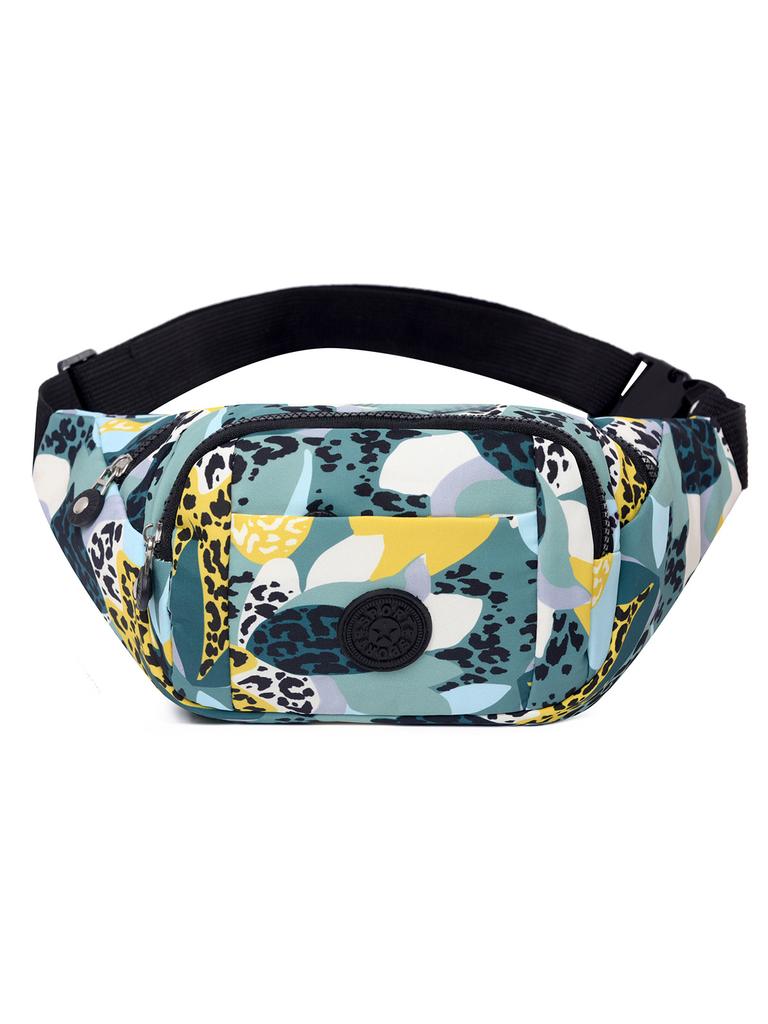 Damen Bunte Bedruckte Wasserdichte Bauchtasche mit Großer Kapazität Mehrschichtige Praktische Verschleißfeste Brusttasche