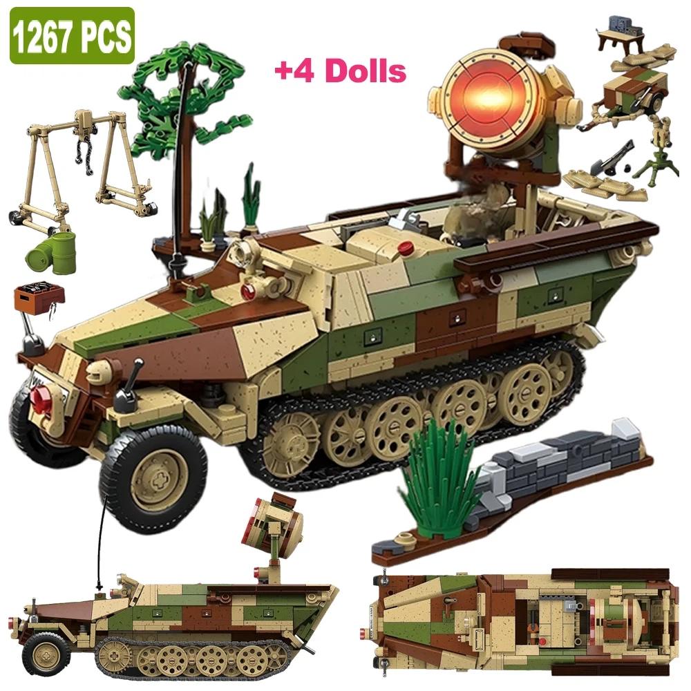 1267PCS Military Affairs Tank Building Blocks 1:28 Friends Semi-tracked Armored Vehicle Owl Field Brick Children Toys Gifts