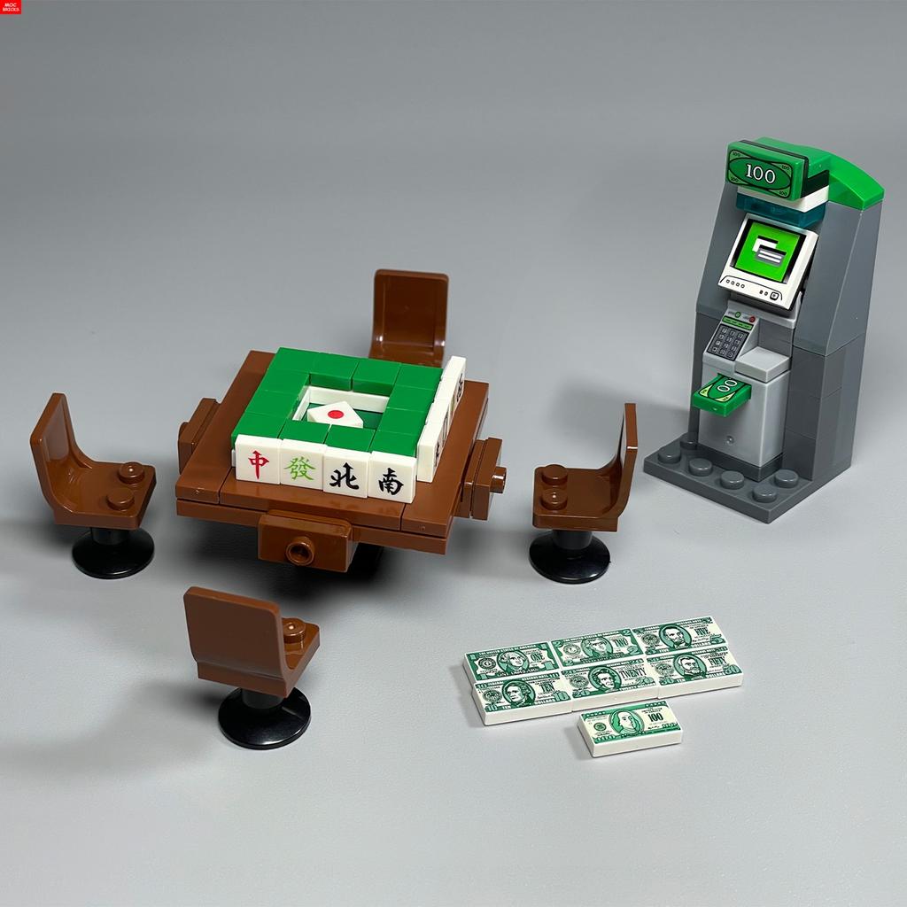 MOC Bricks Bill Dollar 1x2 Money Printed Tiles Euro Street View Cash Treasure Accessories Building Blocks Kids Toys