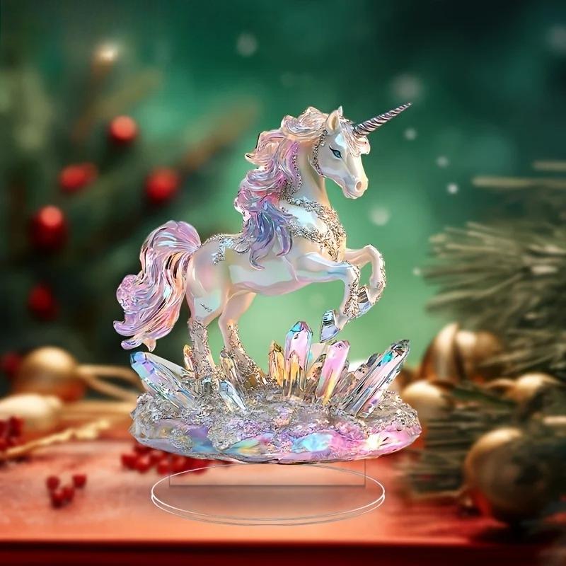 Acrylic Dream Unicorn Signboard Tabletop Ornament Handicrafts 2D Flat Elegant Table Decoration Home and Office Arts Decoration