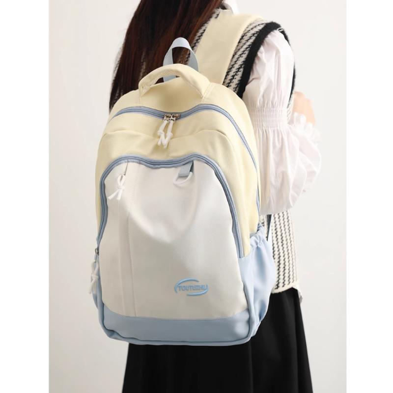 Schoolbag Small Fresh High Value Backpack Girls 1011 New Trendy Large Capacity Contrasting Color Junior High School Student Schoolbag