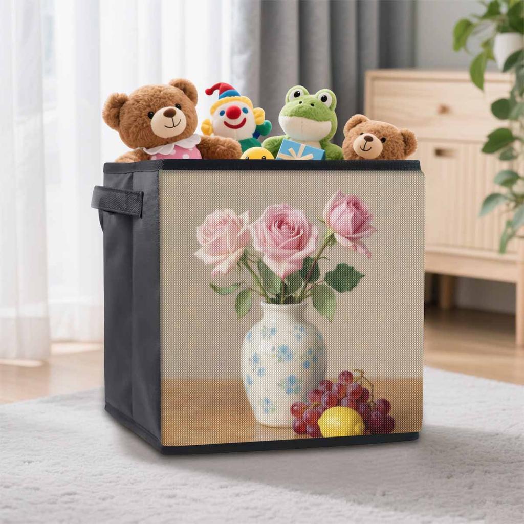 Die Blumen in der Vase 5D Diamantmalerei Aufbewahrungskorb Vollrunde Bohrer Mosaik Diamantstickerei Kreuzstichsets Heimdeko Heimdeko