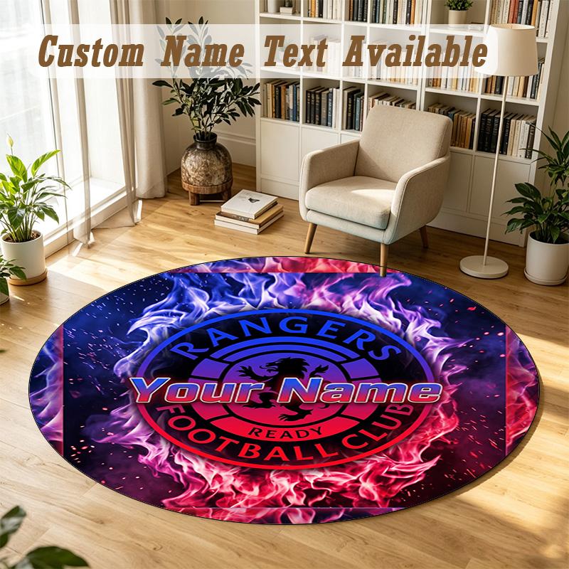 Round Rug Custom NameRangers FC Pattern Non Slip Carpet Home Floor Decor