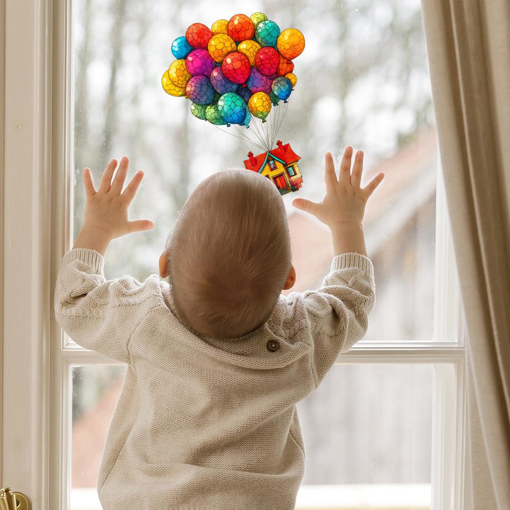 Painted House, Balloon Glass Windows Home Beautification and Decoration, Static Electricity Window Stickers