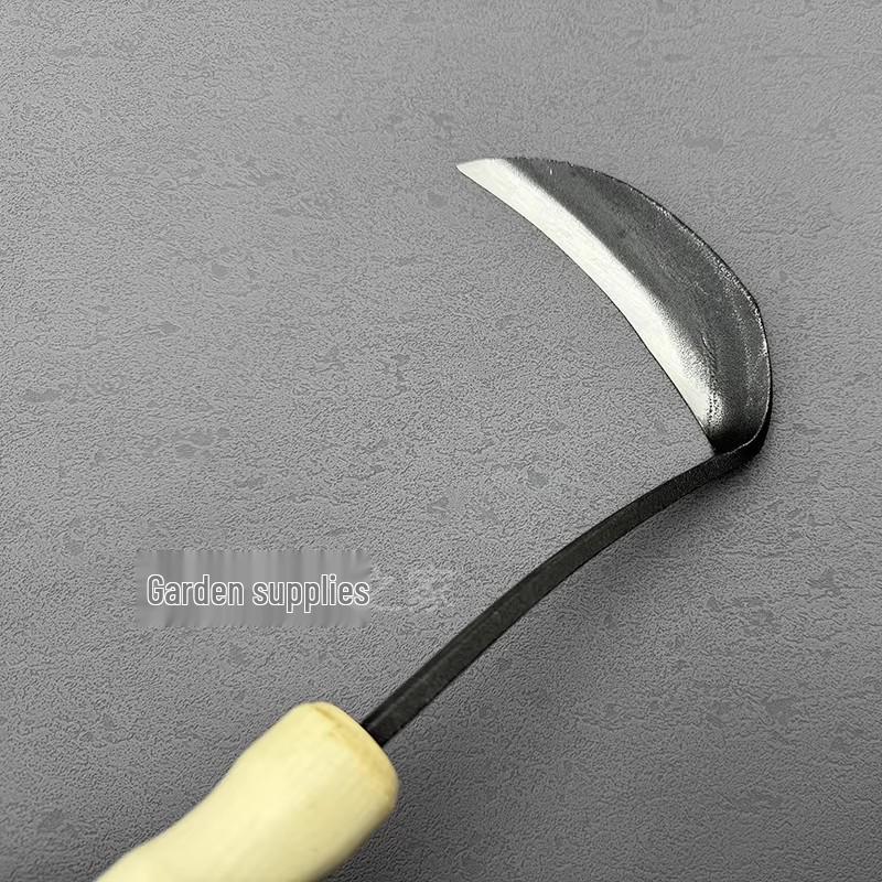 Full Steel Serrated Sickle with Wooden Handle for Cutting Wild Vegetables and Small Grains