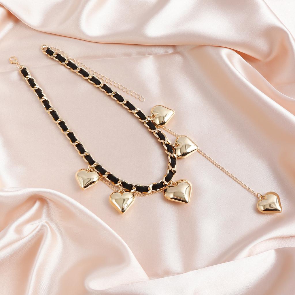 Jewelry Temperament Y2K Love Exaggerated Choker Velvet Rope Design Sweet And Cool Fringed Necklace