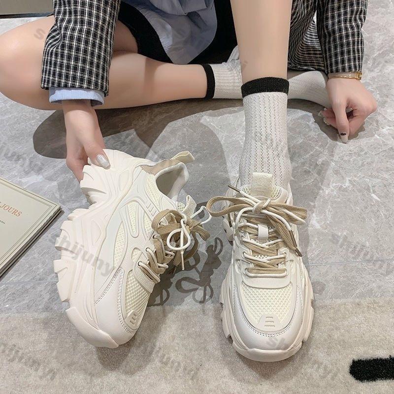 Fashion 2025 Spring Women's Sneakers Lace Up Anti Slip Comfortable New Breathable Casual Shoes Students Platform Outdoor Running Shoes