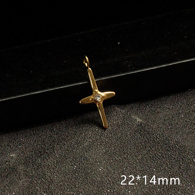 Stainless Steel Rhinestone Zircon Cross Necklace Pendant Jewelry