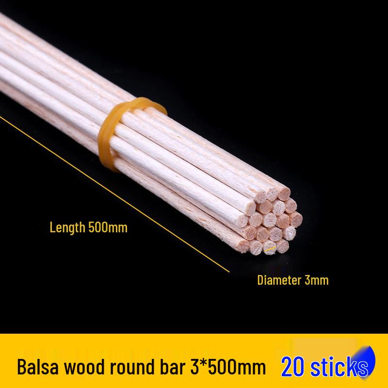 DIY Handmade Balsa Wood Round Rods and Strips for Model Building and Aircraft Model Kits