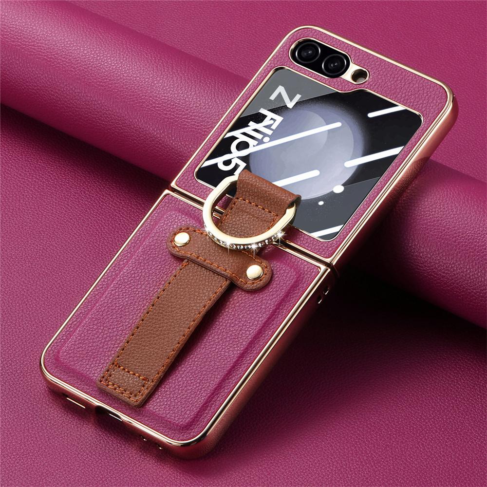 

Гальванический чехол для телефона с кольцом-подставкой Cortex для Samsung Galaxy Z Flip5 Flip 4, противоударный чехол 2 в 1 с защитной пленкой