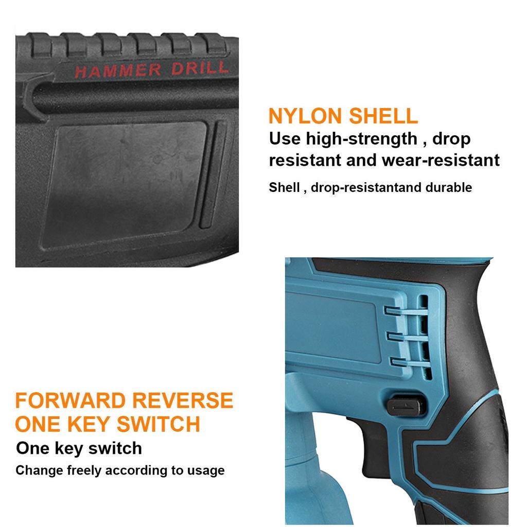 388VF Brushless Electric Hammer Drill Rechargeable Cordless Rotary Hammer 3000W Impact Drill Perforator with 2 Battery