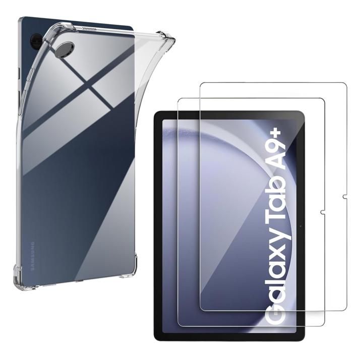 Hülle + 2 gehärtete Gläser für Samsung Galaxy Tab A9 PLUS 2023 - Stoßfest Schutz Transparent Phonillico