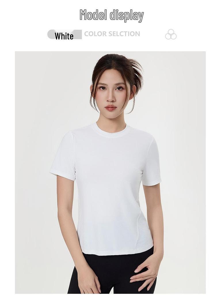 Women's Summer Mesh Patchwork Yoga Sport Top - Slim, Quick-Dry, Breathable, Short Sleeve Fitness T-Shirt