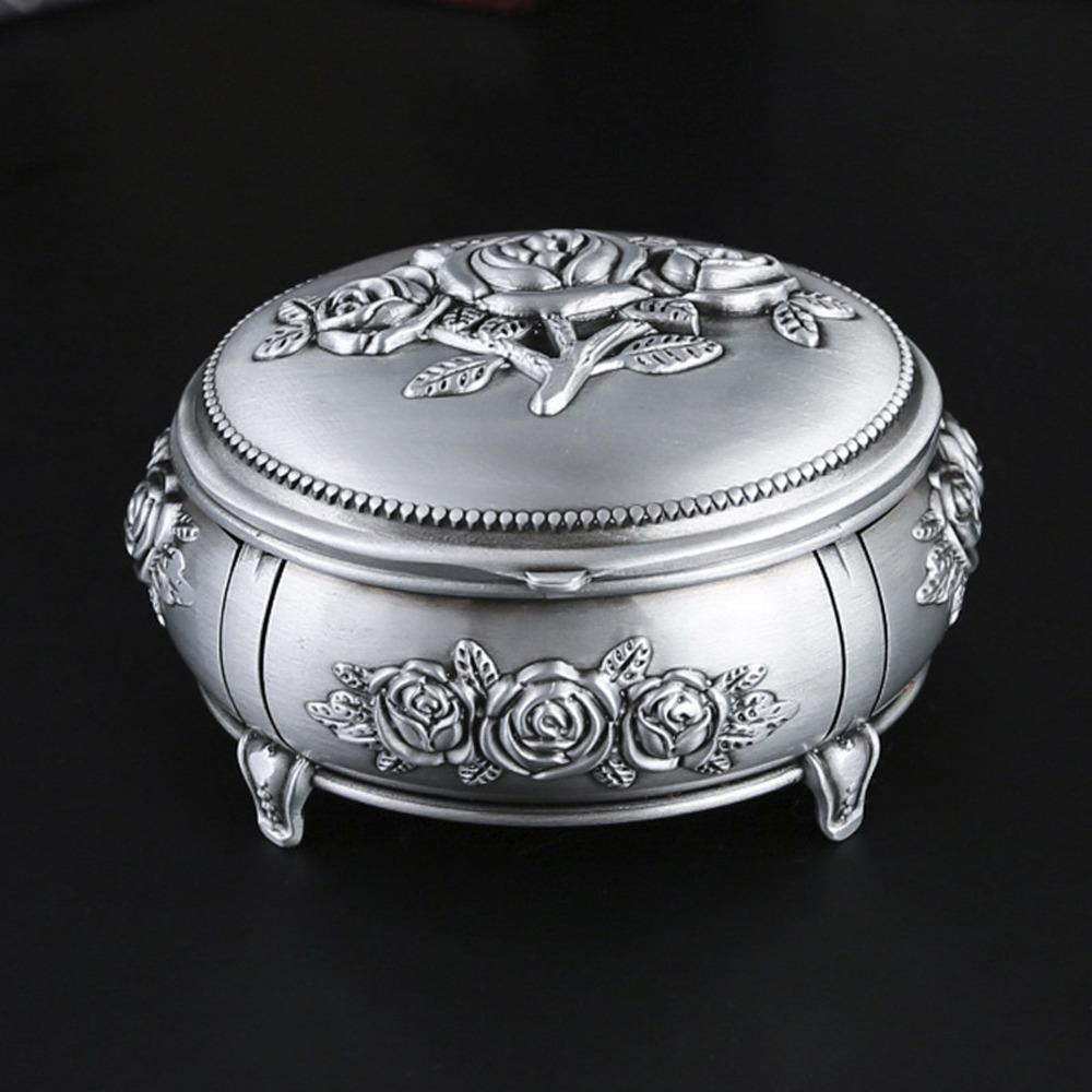 Emboss Alloy Jewelry Storage Box Trinket Jewelry Box  Christmas Birthday Valentine Mother's Day