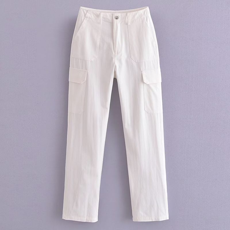 Kaslead Fashion Wind High Waist Straight Cargo Pants