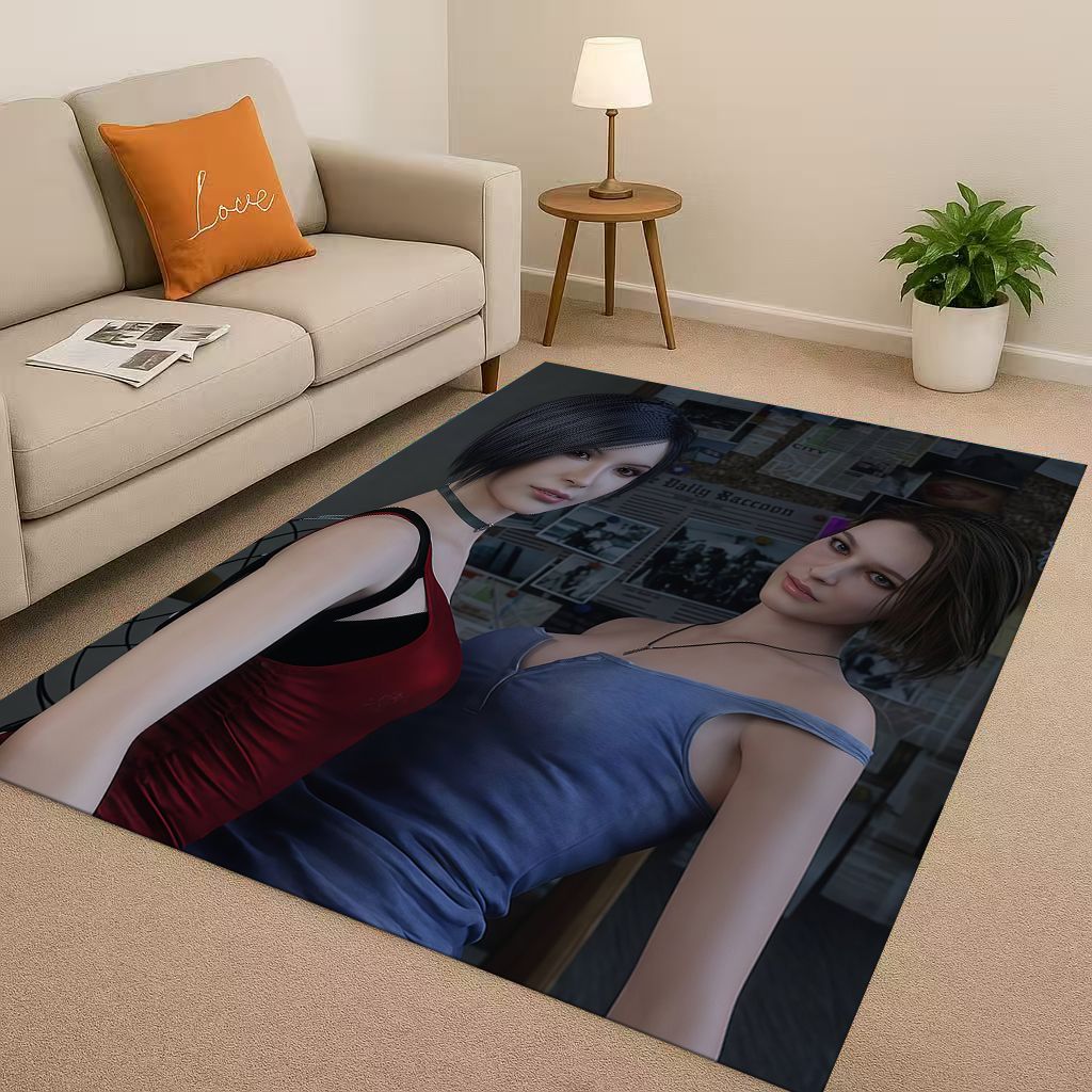 Leon R-Resident Evil Oyun Karikatür Oturma Odası Kaymaz Alan Halısı Yatak Odası Oyun Odası Kanepe İçin Yumuşak Halı, Kolay Temizlenebilir Ev Giriş Halısı